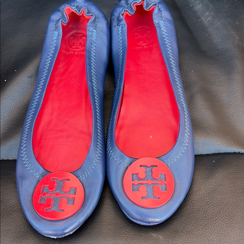 Tory Burch Women's Blue and Red Ballet Flats